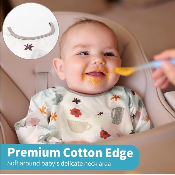 3 Pcs Long Sleeved Waterproof Baby👶🏽/Toddler🧒🏻Bibs w Crumb Catcher - Picture 4 of 9